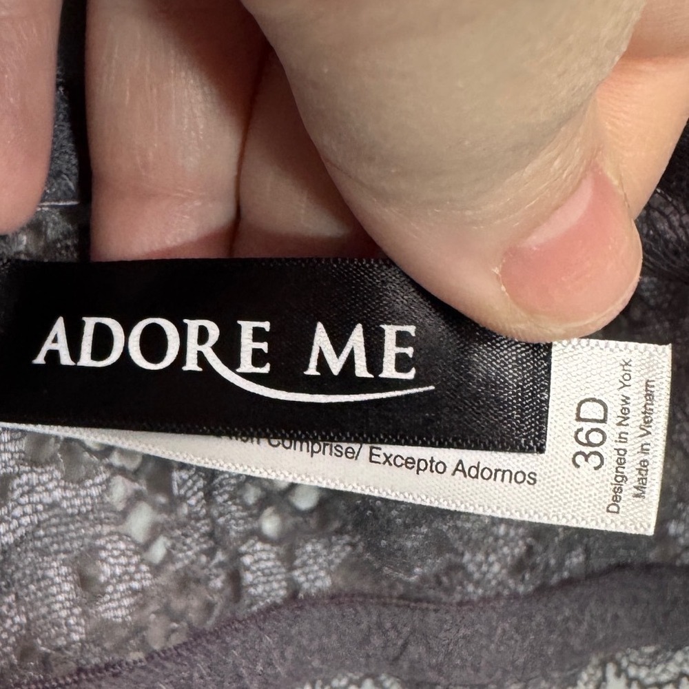 Adore Me Blue Gray Lace Longline Underwire Bra 36D Floral Bustier Style - Picture 4 of 7